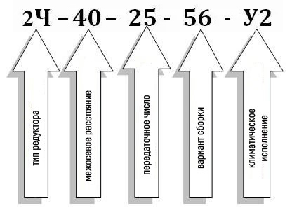 Условное обозначение червячного редуктора 2Ч-40