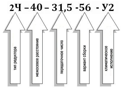 Условное обозначение червячного редуктора 2Ч-40