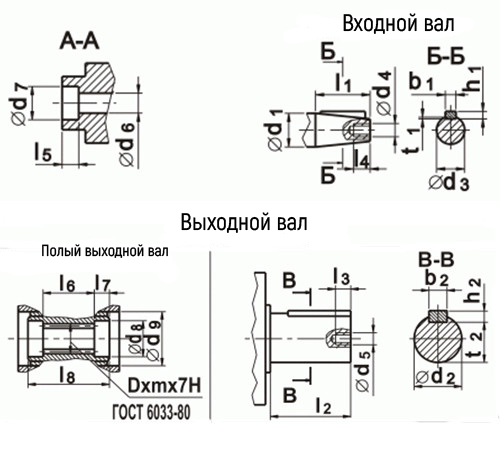 Чертеж валов редуктора 2Ч-40