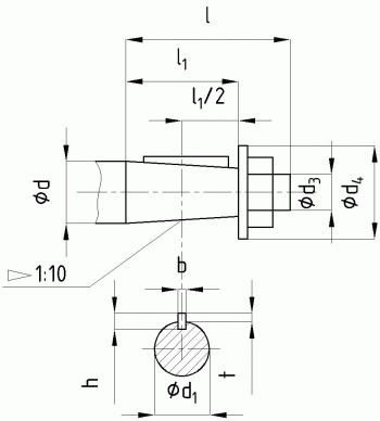 Размеры концов быстроходных валов редуктора РМ-1000 Размеры концов быстроходных валов редуктора РМ-1000