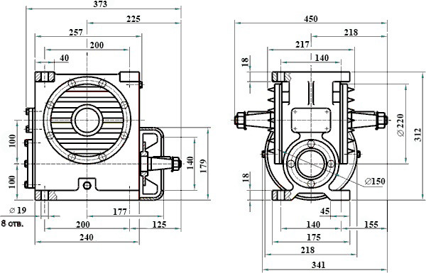 Размеры редуктора Ч-100 Размеры редуктора Ч-100