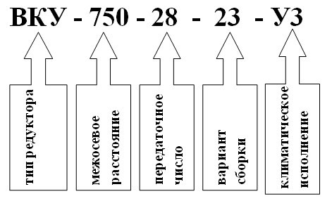 Пример условного обозначения редуктора ВКУ-750 Пример условного обозначения редуктора ВКУ-750