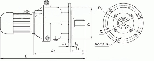 Присоединительные и габаритные размеры мотор редуктора на фланце