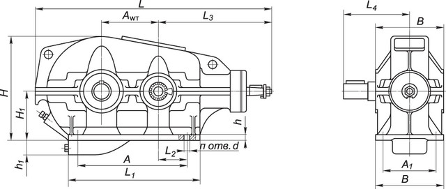 Размеры редуктора КЦ1-200