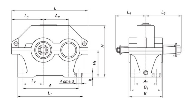 Чертеж редуктора 1ЦУ-200 Чертеж редуктора 1ЦУ-200