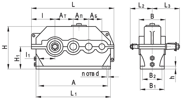 Чертеж редуктора 1Ц3У
