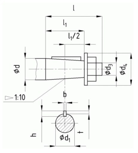 Размеры концов быстроходных валов редуктора РМ-500