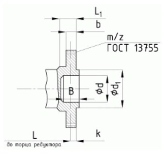 Размеры концов тихоходных валов редуктора РК-450 в виде зубчатой полумуфты