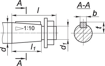 Размеры конического вала редуктора Ц2-250