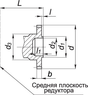 Размеры вала в виде зубчатой полумуфты редуктора Ц2-400