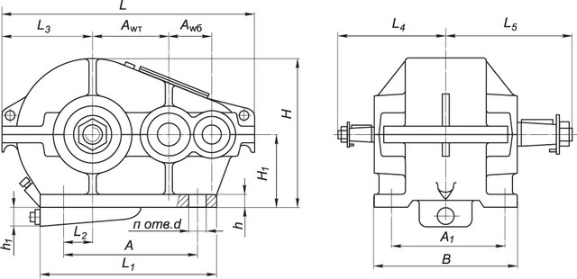 Размеры редуктора Ц2-400