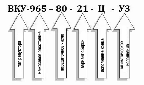 Пример условного обозначения редуктора ВКУ-965М-80 Пример условного обозначения редуктора ВКУ-965М-80