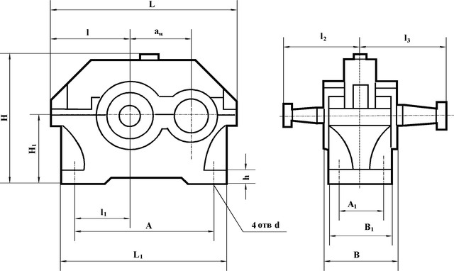 Чертеж редуктора 1ЦУ-100