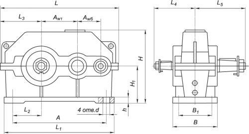 Редуктор 1Ц2У- чертеж Редуктор 1Ц2У купить