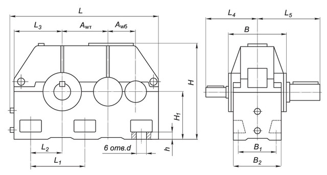 Редуктор 1Ц2У- чертеж Редуктор 1Ц2У купить