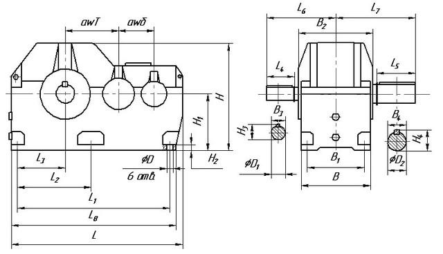 Редуктор Ц2Н-630 - чертеж - Редуктор Ц2Н-630 купить -