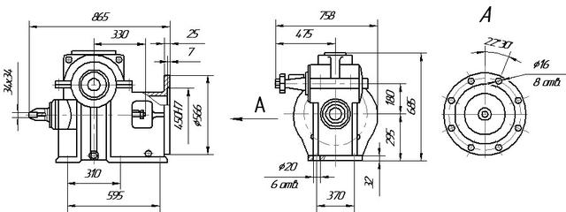 Конструкция глобоидного редуктора РГЛ-180